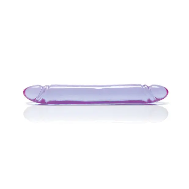 12’’ Reflective Gel Smooth Double Dong - Lavender - Dongs & Dildos