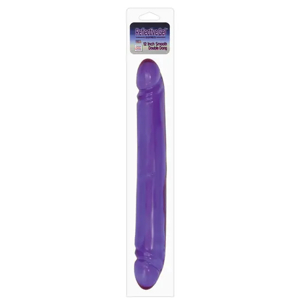 12’’ Reflective Gel Smooth Double Dong - Lavender - Dongs & Dildos