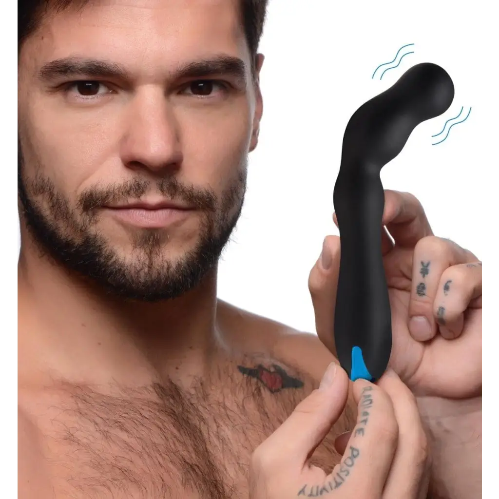 Trinity Vibes Prostate Vibrator Black 12x Silicone Beaded Prostate Vibrator at the Haus of Shag