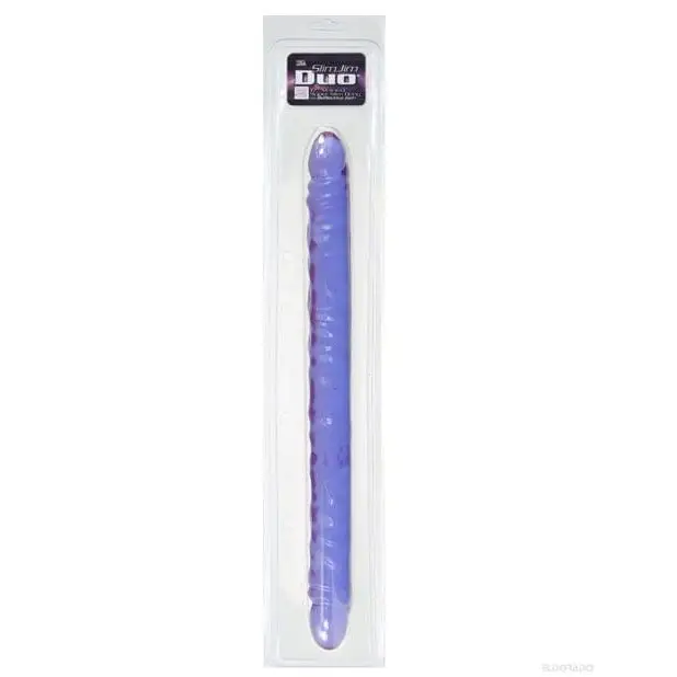 CalExotics Dongs & Dildos 17" Slim Jim Duo Veined Super Slim Dong - Reflective Gel Purple at the Haus of Shag