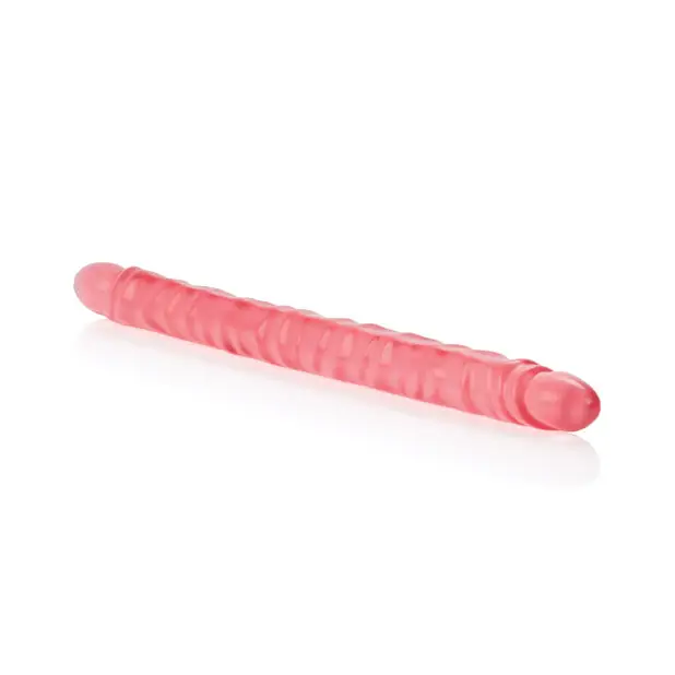 17’’ Slim Jim Duo Veined Super Slim Dong - Translucence Gel Pink - Dongs & Dildos