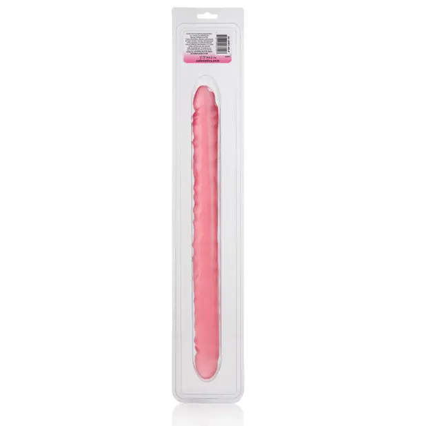 17’’ Slim Jim Duo Veined Super Slim Dong - Translucence Gel Pink - Dongs & Dildos