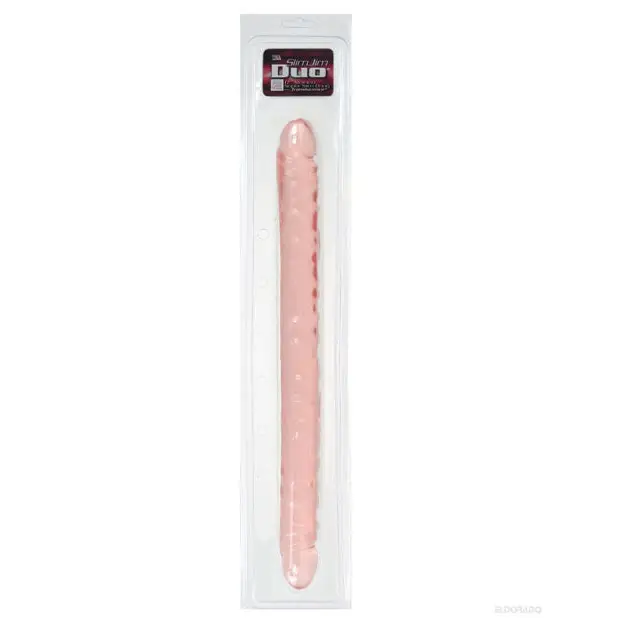 17’’ Slim Jim Duo Veined Super Slim Dong - Translucence Gel Pink - Dongs & Dildos