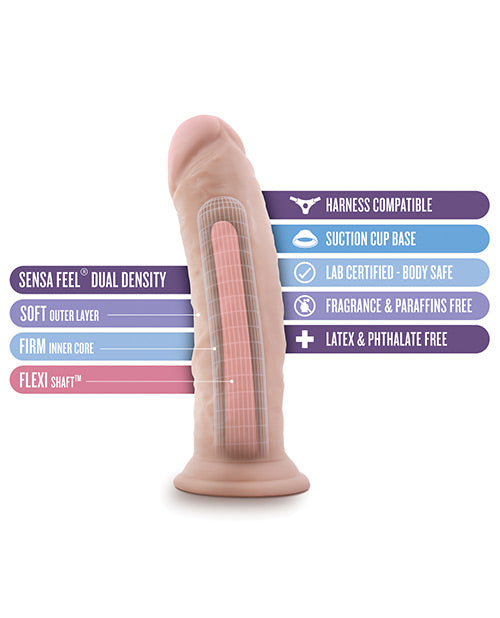 Blush Au Naturel 8 in. Posable Dual Density Dildo with Suction Cup Tan