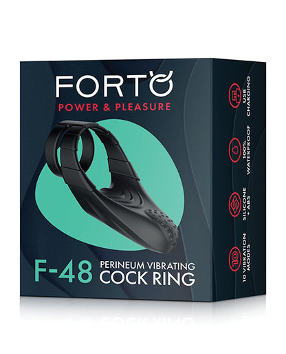 Forto F-48 Rechargeable Silicone Perineum Vibrating Double Cockring Black