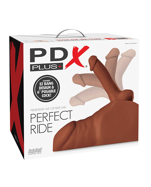 PDX Plus Perfect Ride Anal Masturbator With 6 in. Posable Dildo Brown