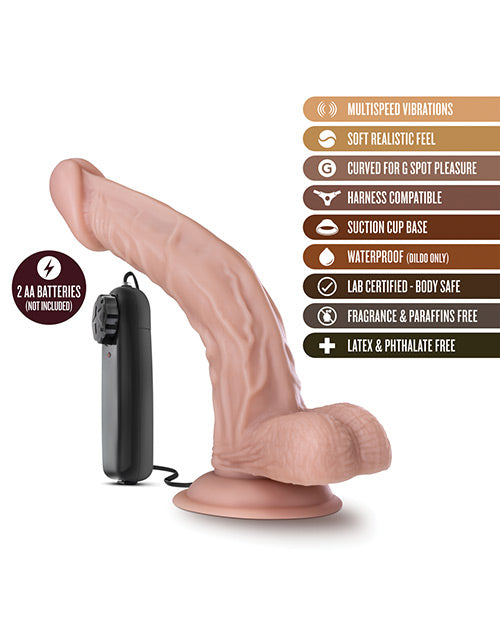 Blush Dr. Skin Dr. Sean Realistic 8 in. Vibrating Dildo with Balls & Suction Cup Beige