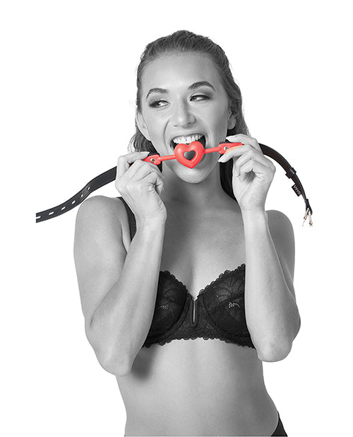 Sportsheets Sex & Mischief Amor Breathable Heart-Shaped Silicone Ball Gag Red