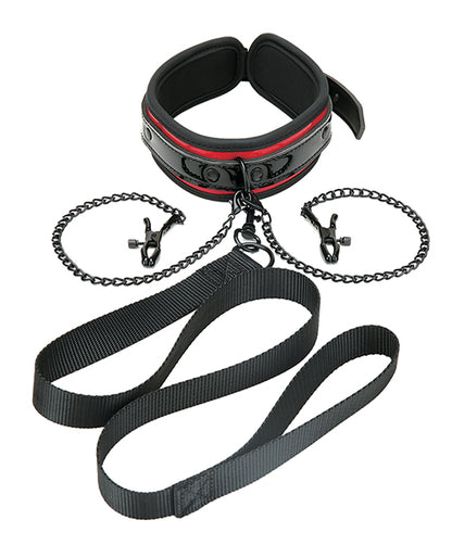 Whipsmart Heartbreaker Collar & Leash Set - Black/red