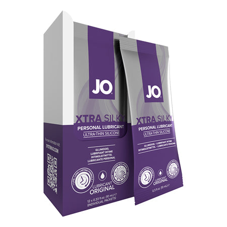JO Silicone Xtra Silky Lubricant Foils - 12 Count.