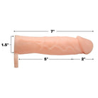 2 Inch Silicone Penis Extension - Flesh-colored silicone toy with labeled dimensions