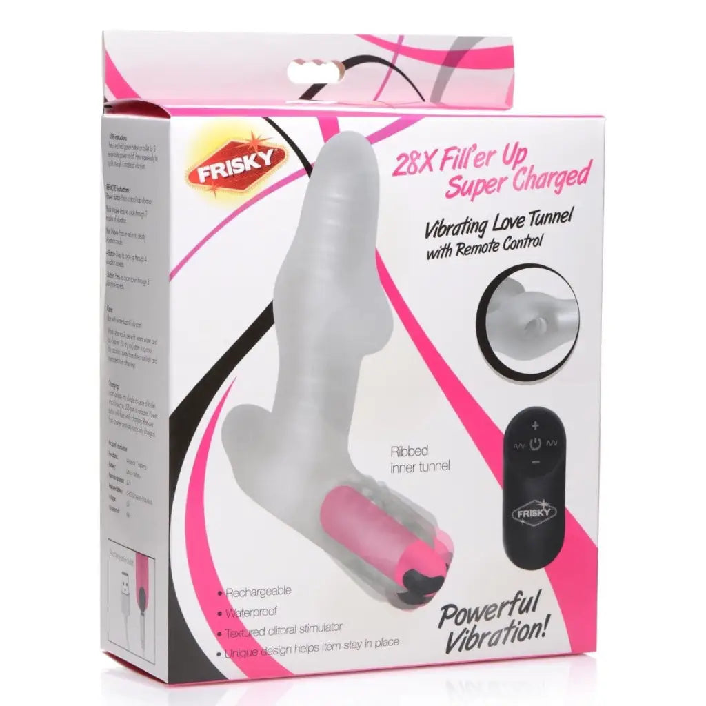 Frisky Vibrator 28x Filler Up Super Charged Vibrating Love Tunnel With Remote Control at the Haus of Shag