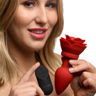 28x Silicone Vibrating Rose Anal Plug With Remote - Large / Red - Powered Butt Plug