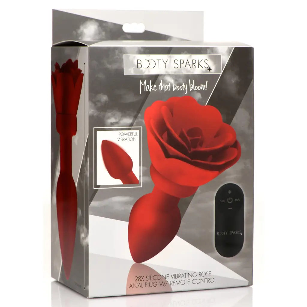 28x Silicone Vibrating Rose Anal Plug With Remote - Powered Butt Plug