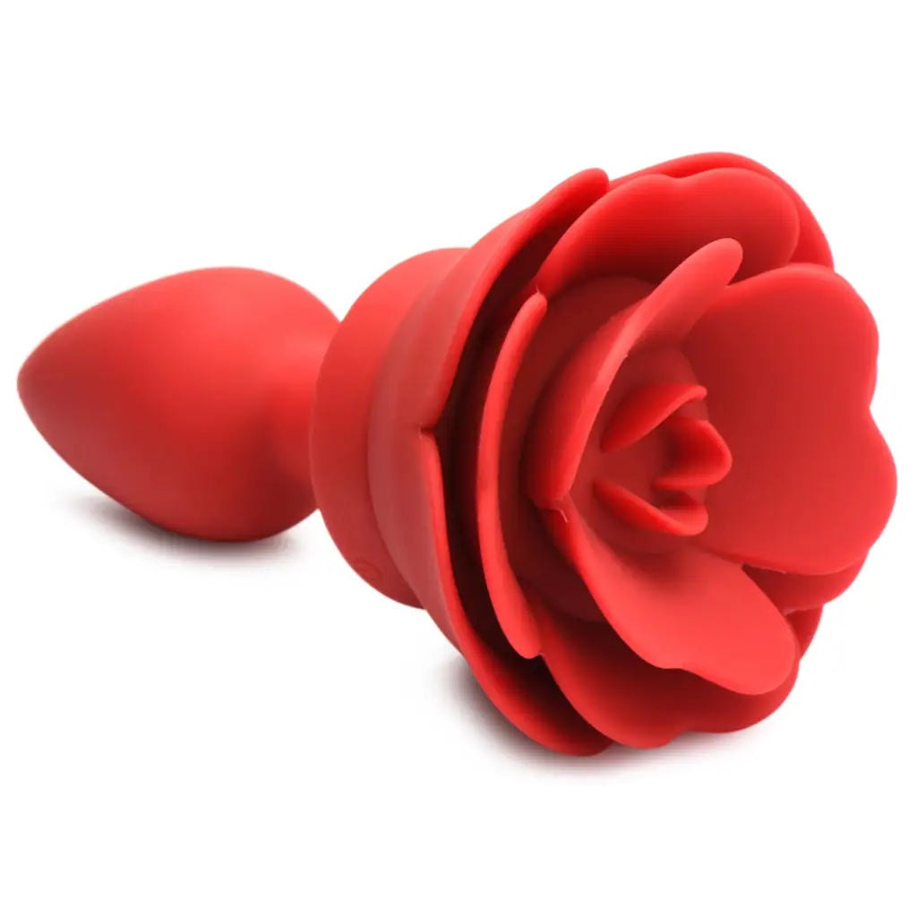 28x Silicone Vibrating Rose Anal Plug With Remote - Powered Butt Plug