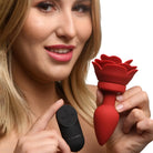 28x Silicone Vibrating Rose Anal Plug With Remote - Powered Butt Plug