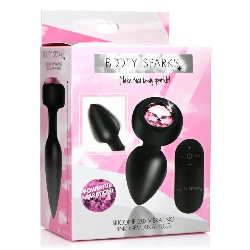 Vibrating pink gem anal plug with remote control in Booty Sparks 28x collection