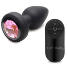 Booty Sparks 28x Vibrating Silicone Pink Gem Anal Plug with Jewel Base and Wireless Remote Control