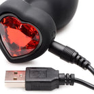 Booty Sparks 28x Vibrating Silicone Anal Plug with Red Heart Jewel and USB Charging Cable