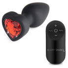 Booty Sparks red heart anal plug with 28x vibrating silicone and wireless remote control