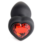 Black silicone anal plug with red heart jewel base - Booty Sparks 28x vibrating silicone plug