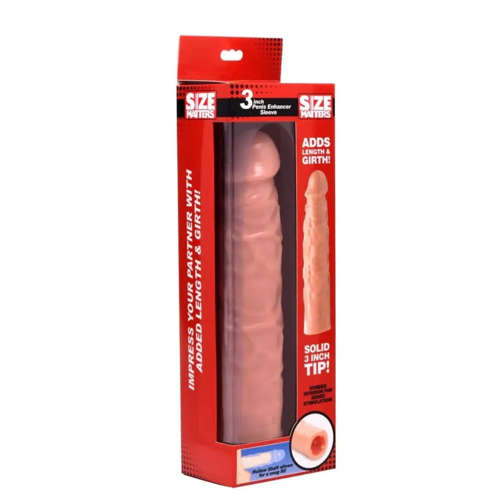 Size Matters Cock Extender 3 Inch Flesh Penis Enhancer Sleeve at the Haus of Shag