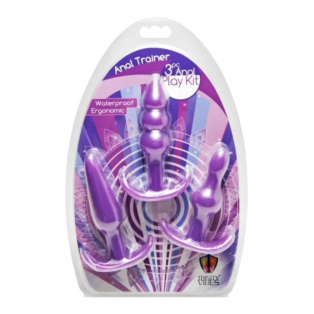 Purple toy from 3 Piece Anal Play Kit with total length for enhanced pleasure