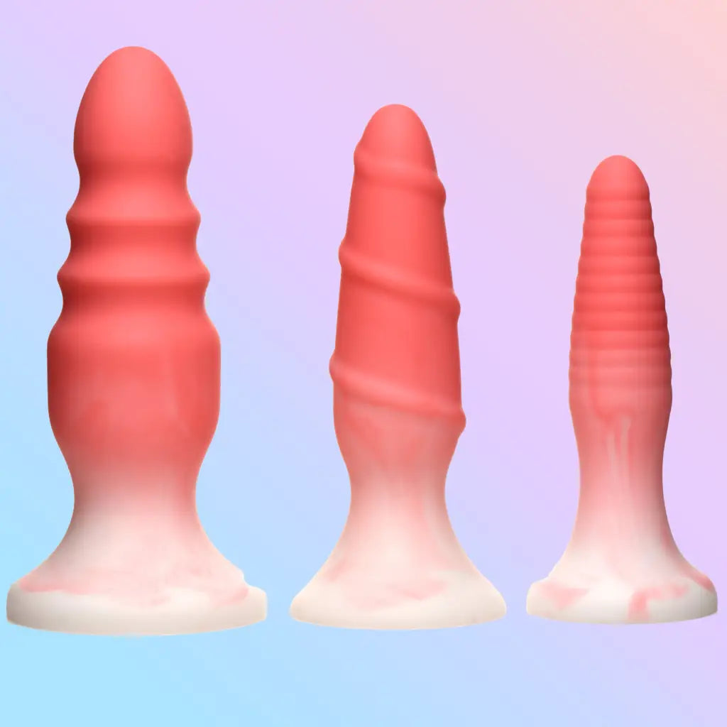 3 Piece Silicone Butt Plug Set - Blue - Butt Plug