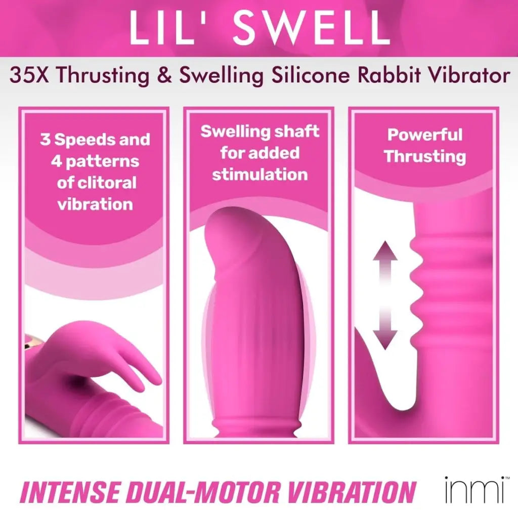 inmi Vibrator 35x Lil Swell Thrusting And Swelling Silicone Rabbit Vibrator at the Haus of Shag