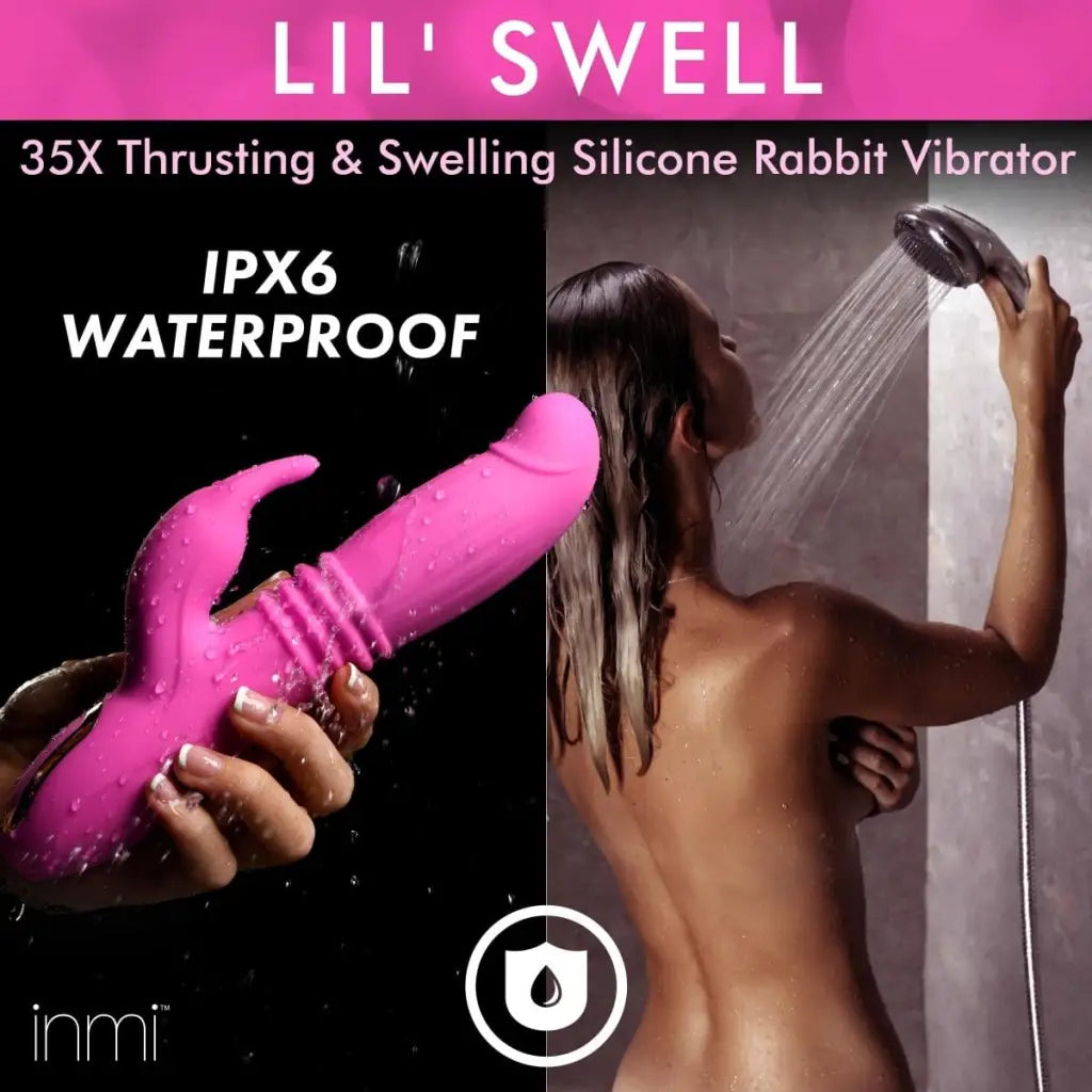 inmi Vibrator 35x Lil Swell Thrusting And Swelling Silicone Rabbit Vibrator at the Haus of Shag