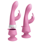 3Some Rabbit Pink 3Some Wall Banger Rabbit Rechargeable Remote-Controlled Silicone Vibrator With Suction Cup at the Haus of Shag