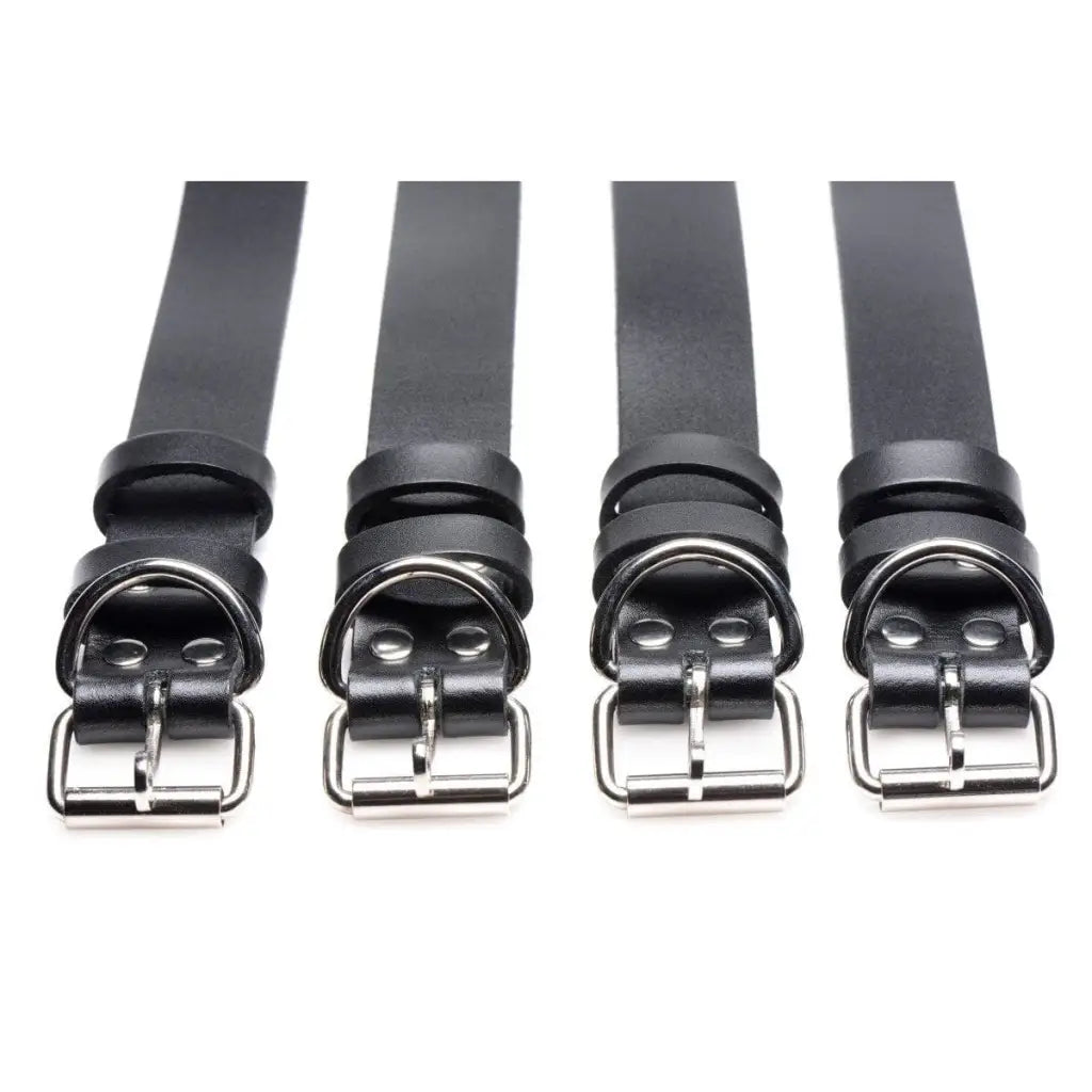 Strict Leather Leatherr 4 Pack Leather Locking Bondage Straps at the Haus of Shag