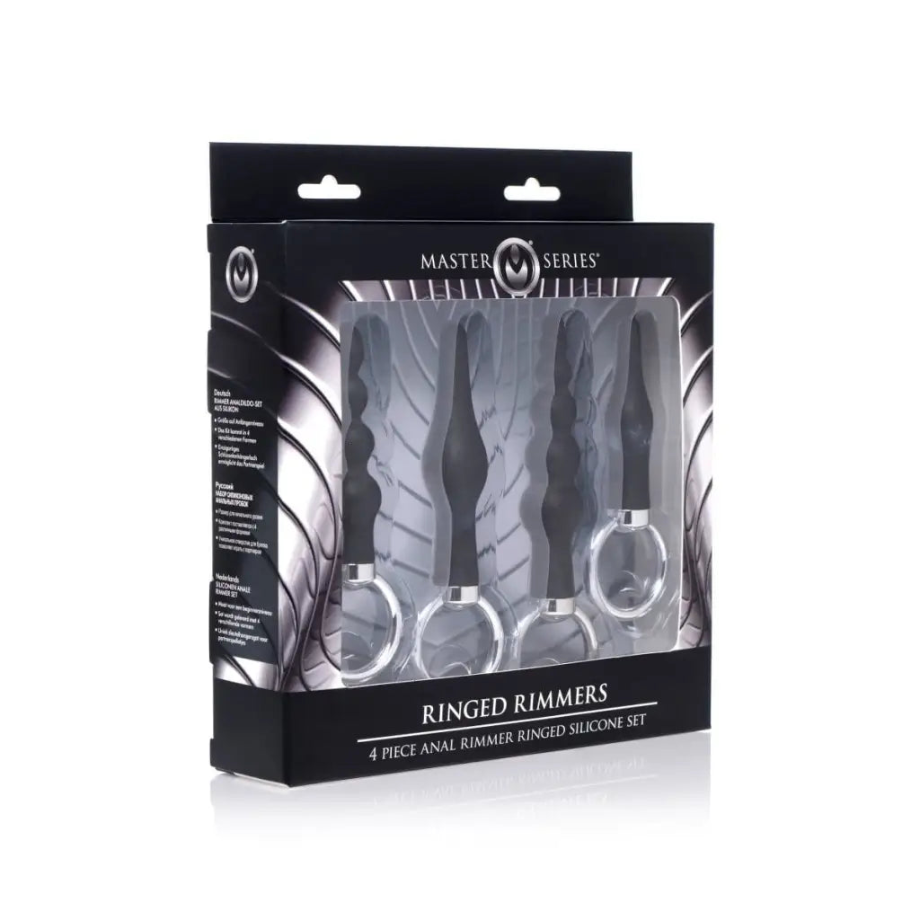 4 Piece Silicone Anal Ringed Rimmer Set with various insertable lengths for pleasure