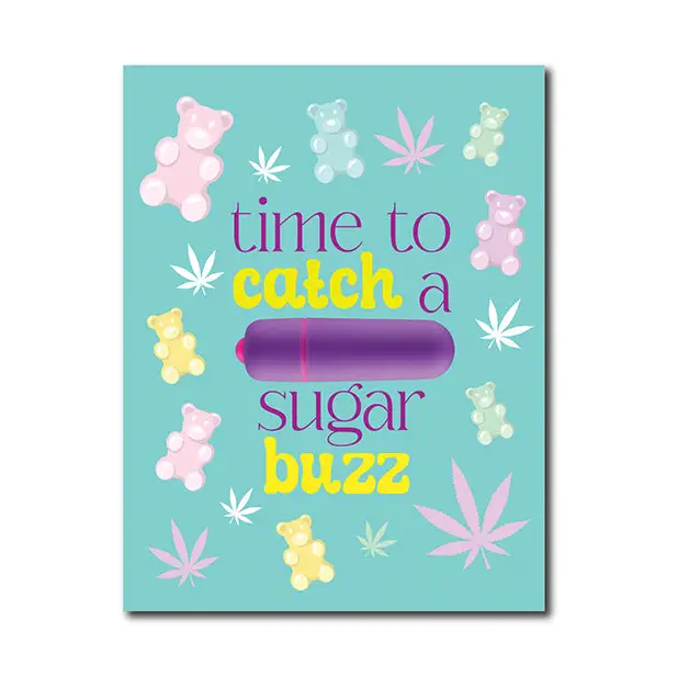 420 Foreplay Sugar Buzz Greeting Card w/Rock Candy Vibrator & Fresh Vibes Towelettes - Bachelorette & Party Supplies