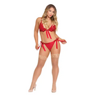 4sugar & Spice Ribbon Tie Bra & Panty Red - Large/Extra Large - Lingerie Set