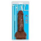 6 Inch Slim Dildo With Balls - Medium, phthalate-free, clear plastic, blue labeling