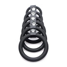 6 Ring Silicone Chastity Device - Black Rubber Rings for Ultimate Control and Comfort