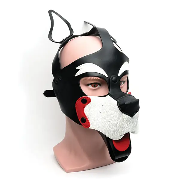 665 Playful Pup Hood. - Red/White/White / One Size - Bondage Blindfolds & Restraints