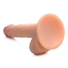 7.5 inch realistic dildo with balls flesh color on a white background