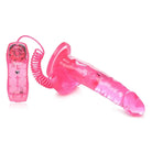 A 7.5 Inch Suction Cup Vibrating Dildo with a pink handle for enhanced pleasure