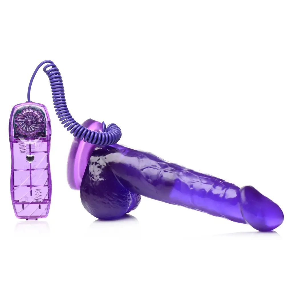 7.5 Inch Suction Cup Vibrating Dildo - Purple - Dildos