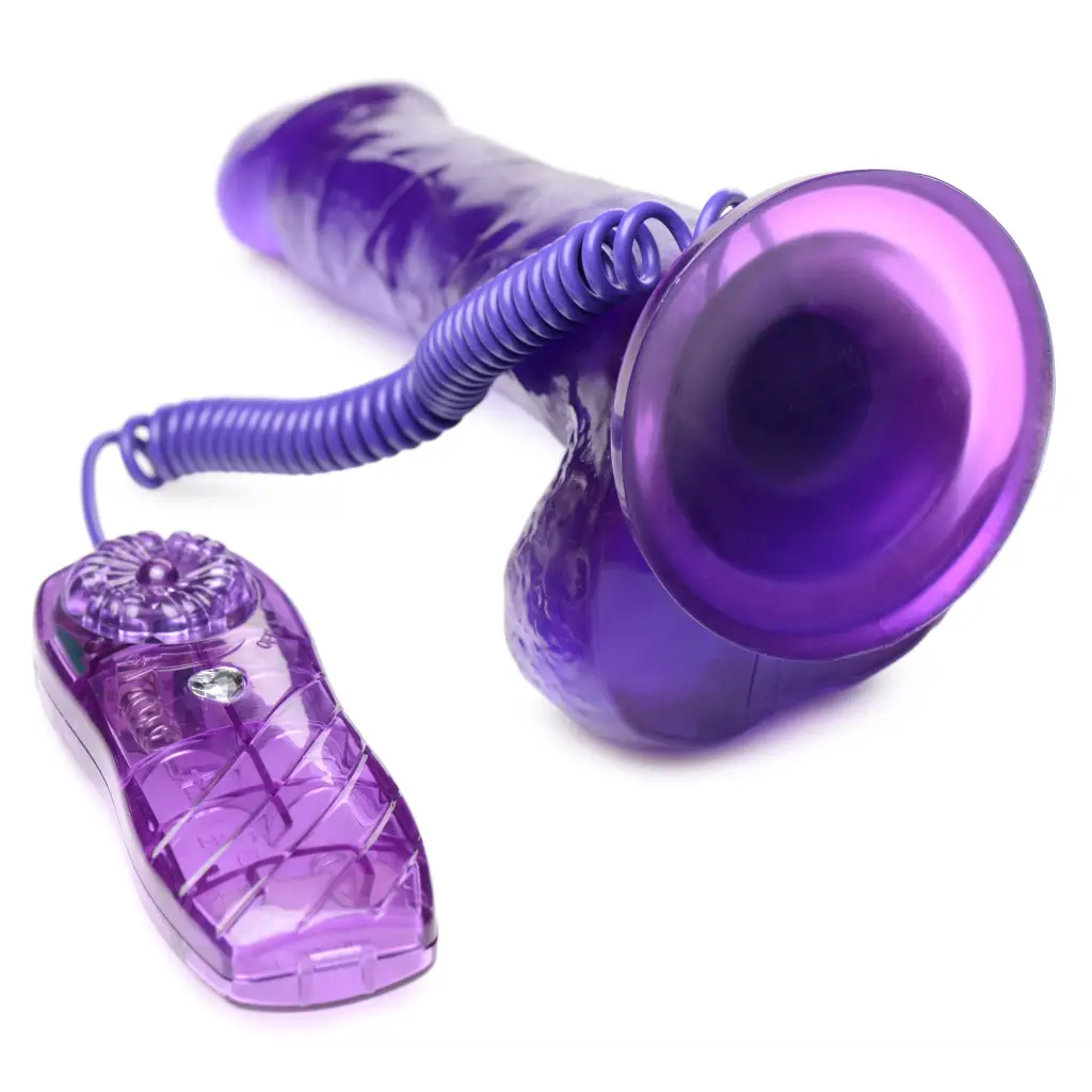 7.5 Inch Suction Cup Vibrating Dildo - Purple - Dildos