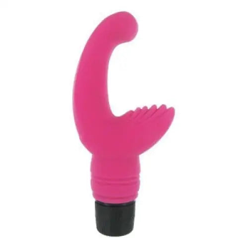 7 Function Satin Silicone G-swell Vibe: Curved Pink Vibrator with Textured Surface