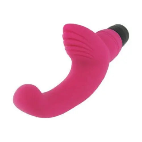 7 Function Satin Silicone G-swell Vibe - Pink curved vibrator with black base