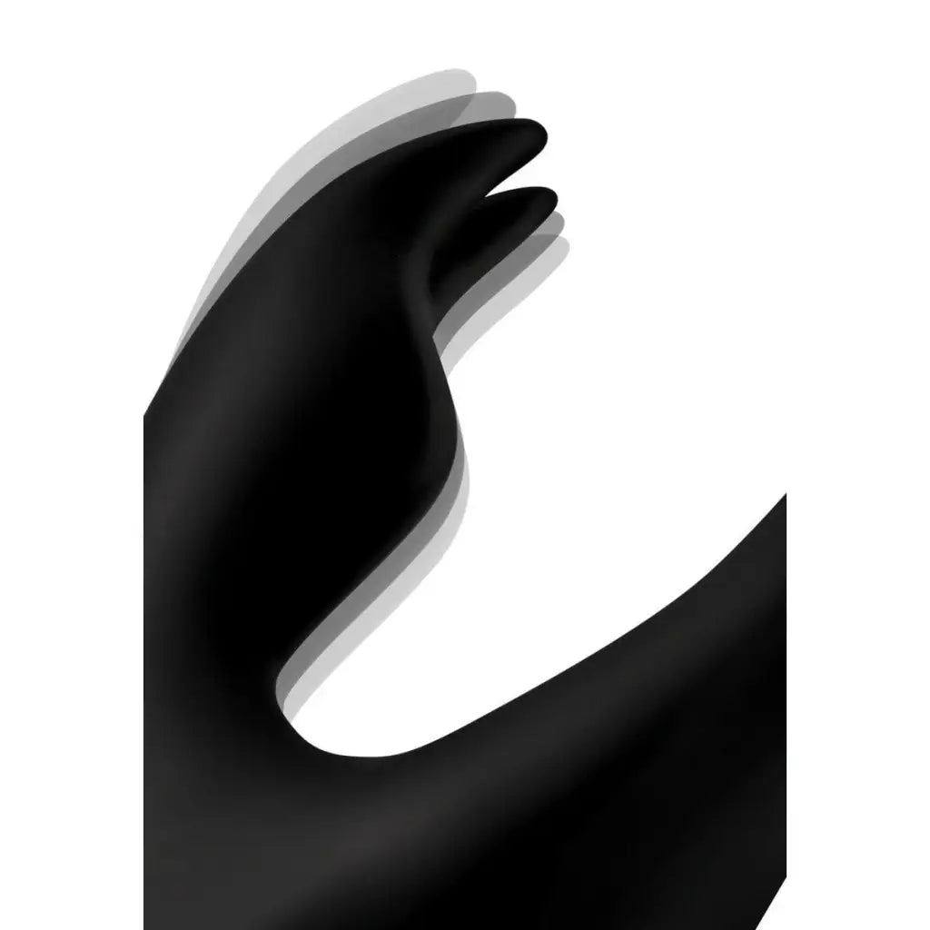 Stylized black silhouette of a hand for 7x Bendable Silicone Rabbit Vibrator on white background