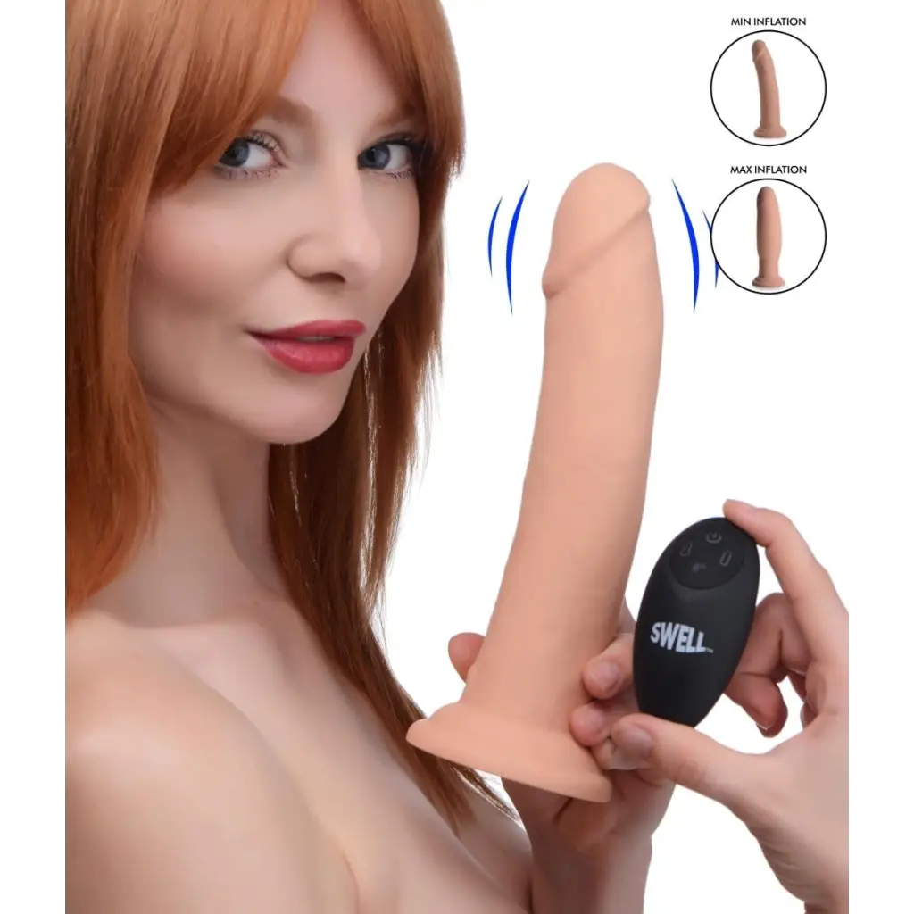 Swell Dildos 8.5 Inch 7x Inflatable And Vibrating Remote Control Silicone Dildo at the Haus of Shag