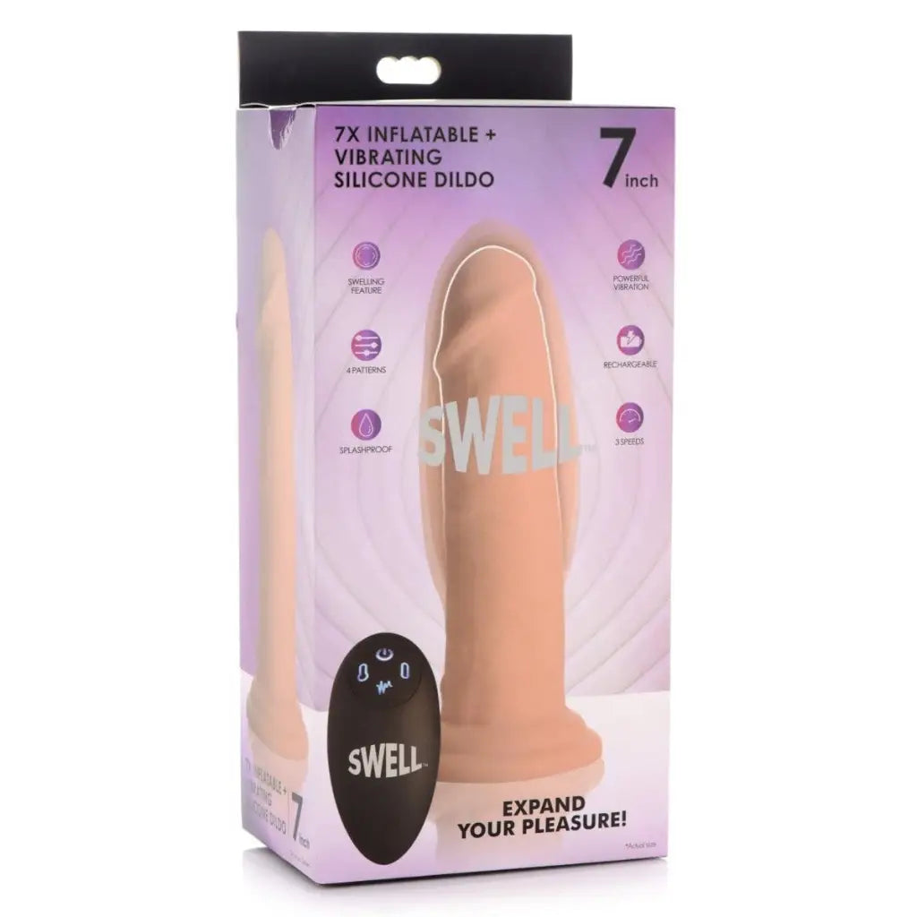 Swell Dildos 7x Inflatable And Vibrating Remote Control Silicone Dildo at the Haus of Shag