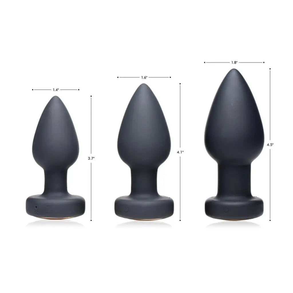 Set of black silicone rechargeable anal plugs in graduated sizes - Booty Sparks 7x