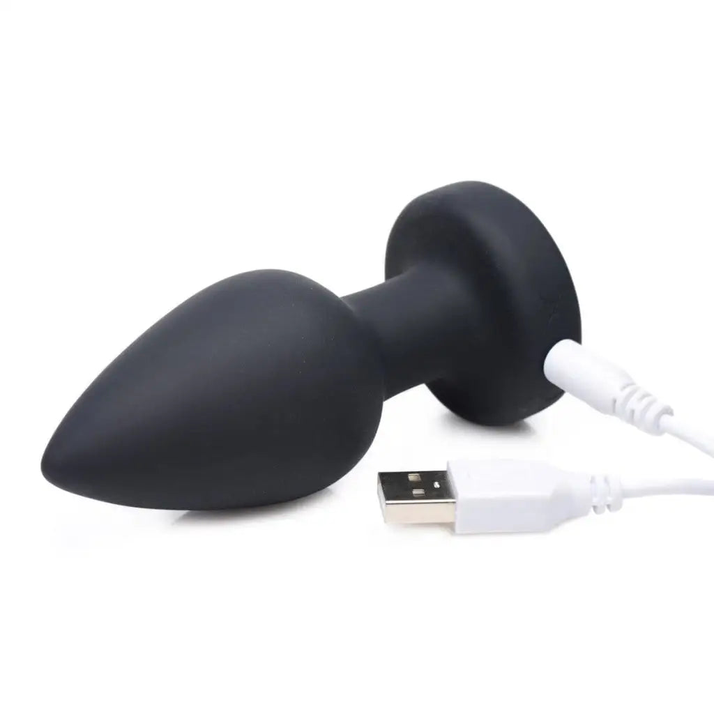 Booty Sparks 7x Light Up Rechargeable Anal Plug with black silicone and USB charging cable