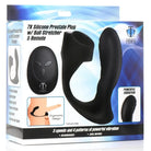 Trinity Vibes Prostate Vibrator Black 7x Silicone Prostate Plug With Ball Stretcher And Remote at the Haus of Shag